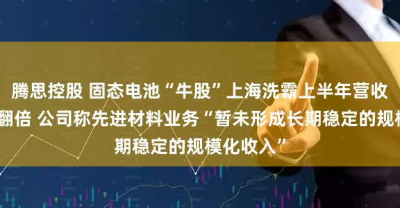 腾思控股 固态电池“牛股”上海洗霸上半年营收下滑净利翻倍 公司称先进材料业务“暂未形成长期稳定的规模化收入”